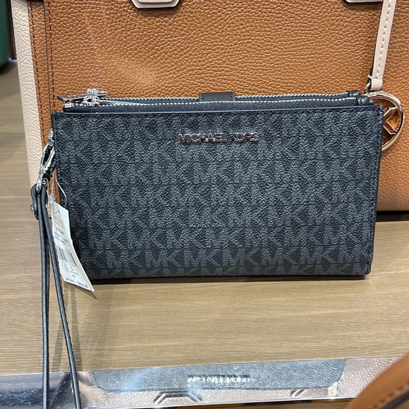 Michael Kors Jet Set Travel Large Double-Zip Wristlet-Wallet-PhoneHolder Black - Picture 14 of 16